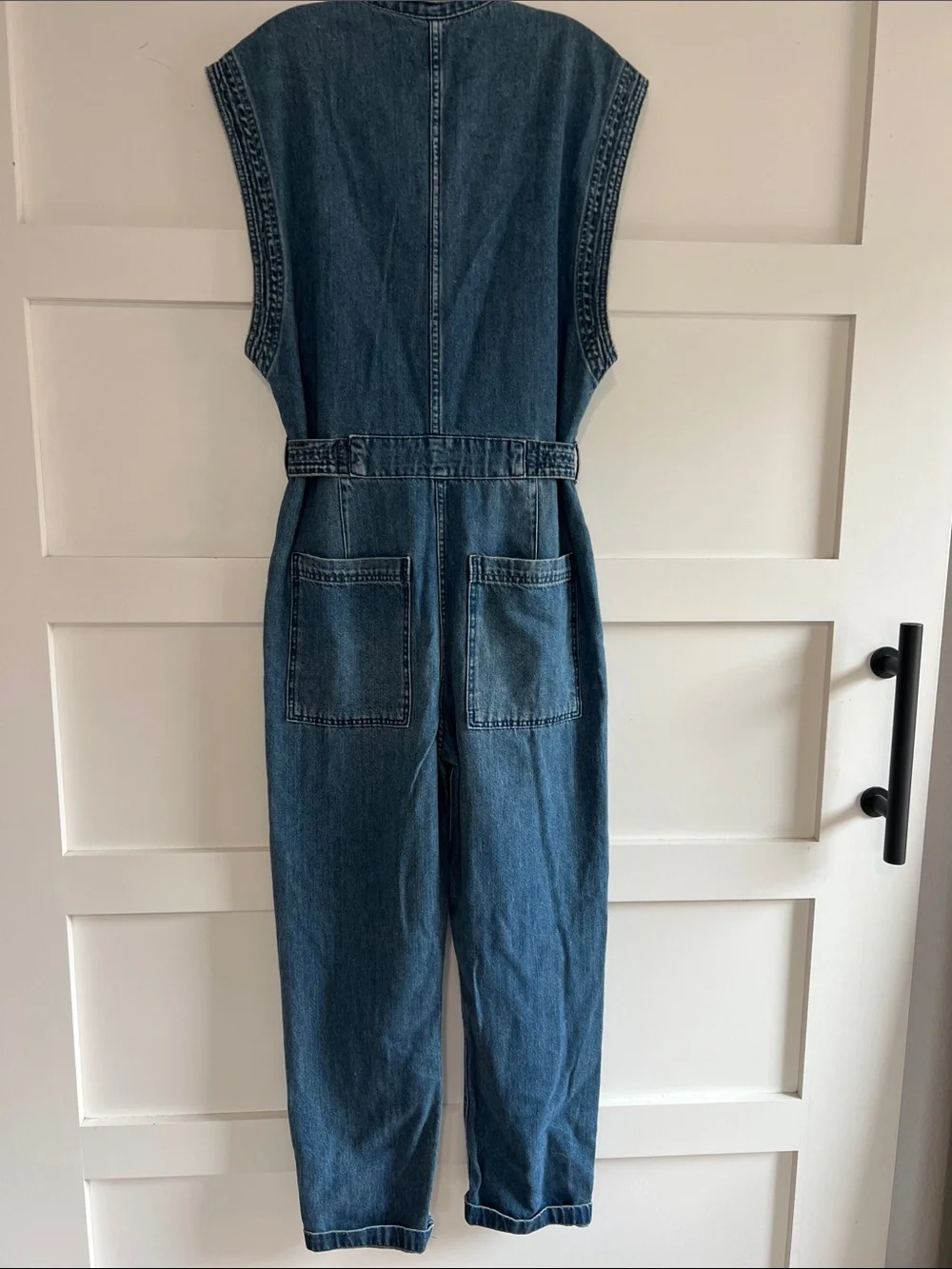 We The Free Women's Sleeveless Denim Jumpsuit in Blue - Picture 6 of 7